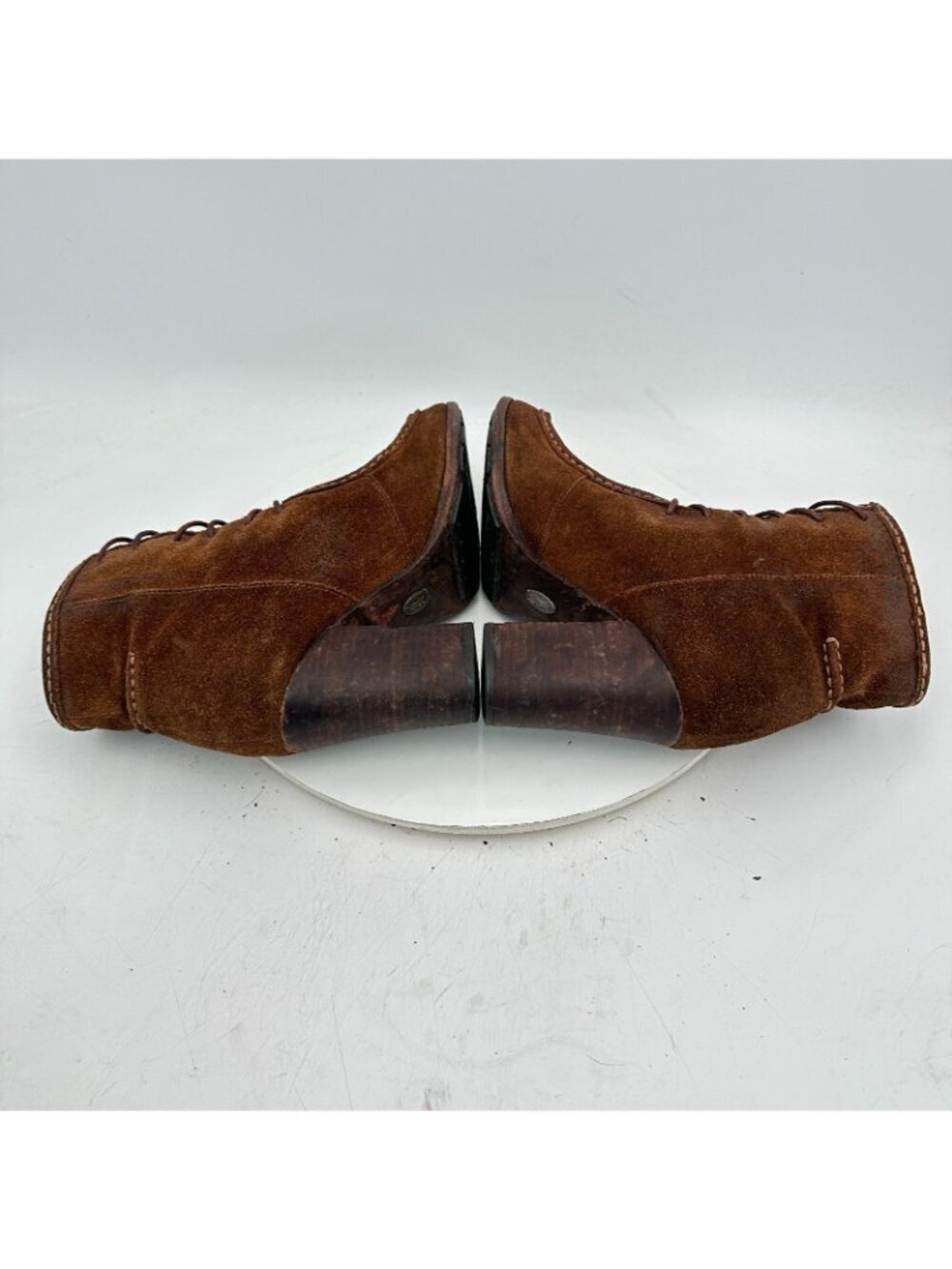 Frye Parker Women Size 8M 3476656 Brown Suede Moc Toe High Heel Ankle Boot - Picture 6 of 11